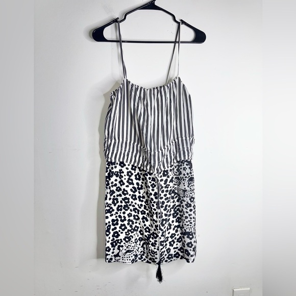 See By Chloe Black White Leopard Striped Silk Mini Dress Sleeveless - Picture 2 of 11